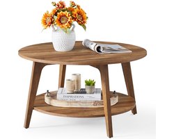 ACAZA Salontafel - Honing bruin - Hoogte 45 cm - 80 Ø cm - Salontafel rond