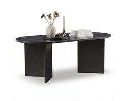 ACAZA Salontafel - Luxe Salontafel Ovaal - Zwart - 100 x 50 x 37,5 cm (L x B x H) - Hout - Koffietafel - Salontafel Industrieel - Salontafel Zwart- Salontafel Afgerond