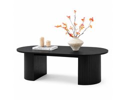 ACAZA Salontafel - Luxe Salontafel Ovaal - Zwart - 120 x 59 x 37,5 cm (L x B x H) - Hout - Koffietafel - Japandi Salontafel - Salontafel Organisch