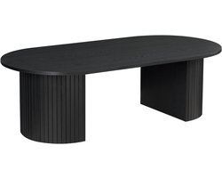 ACAZA Salontafel - Luxe Salontafel Ovaal - Zwart - 120 x 59 x 37,5 cm (L x B x H) - Hout - Koffietafel - Salontafel Industrieel - Salontafel Zwartc- Salontafel Afgerond