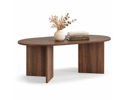 ACAZA Salontafel - Luxe Salontafel Rond - Walnoot - 100 x 50 x 37,5 cm (L x B x H) - Hout - Koffietafel - Salontafel Industrieel - Salontafel Walnoot - Salontafel Ovaal