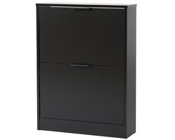 ACAZA Schoenenkast - Schoenenrek - Schoenenkast Met Deuren - 58.5 x 17 x 77.5 cm - Zwart