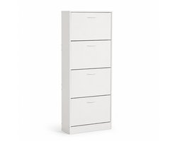 ACAZA Schoenenkast - Tot 24 Paar Schoenen - 4 Niveaus - Schoenenkast Met Klepdeur - 60 x 24 x 151 cm – Wit