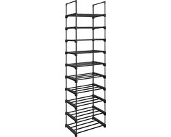 ACAZA Schoenenrek - 10 Lagen - Voor 20 paar schoenen - 45 x 30 x 174 cm - Metaal - Zwart