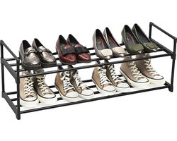 ACAZA Schoenenrek - 2 Lagen - Voor 8 paar schoenen - 92 x 30 x 33 cm - Metaal - Zwart