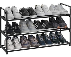 ACAZA Schoenenrek - 3 Lagen - Voor 12 paar schoenen - 92 x 30 x 54 cm - Metaal - Zwart
