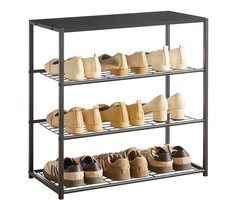 ACAZA Schoenenrek - 3 Lagen - Voor 9 Paar Schoenen - 63 x 63 x 30 cm - Metaal met Hout - Zwart