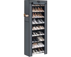 ACAZA Schoenenrek - Schoenenkast - 9 Niveaus - Tot 27 Paar Schoenen - 160 x 58 x 28 cm - Grijs