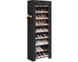 ACAZA Schoenenrek - Schoenenkast - 9 Niveaus - Tot 27 Paar Schoenen - 160 x 58 x 28 cm - Zwart