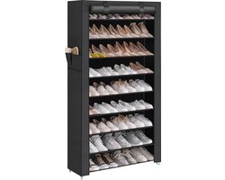 ACAZA Schoenenrek - Schoenenkast - 9 Niveaus - Tot 40 Paar Schoenen - 160 x 88 x 28 cm - Zwart