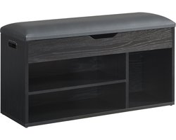 ACAZA Schoenenrek - Schoenenkast - Schoenenbank - Met Zitkussen - 80 x 30 x 45,50 cm - Zwart