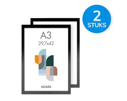 ACAZA Set van 2 Fotokaders - A3 formaat - Foto Lijsten in MDF Hout - Zwart