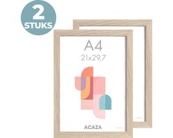 ACAZA Set van 2 Fotokaders - A4 formaat - Foto Lijsten in MDF Hout - Lichte Eik Kleur