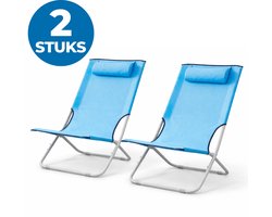 ACAZA Strandstoelen - Campingstoelen - Set van 2 - Inklapbaar en Opvouwbaar - 120KG Draagkracht - Heel Stevig - Aquablauw
