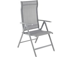 ACAZA Tuinstoel - Strandstoel - Vouwstoel voor Terras/Tuin/Camping - Opbouwbaar - Klapstoel - Campingstoel - Verstelbare Rugleuning - 150KG Draagvermogen - Lichtgrijs