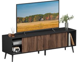 ACAZA TV Meubel - TV kast - Ultrasnelle Montage zonder Gereedschap - Zwart en Walnootbruin - 160 x 39 x 51 cm (L x B x H) - TV Standaard - TV meubel hout