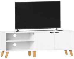 ACAZA TV Meubel - TV kast - Wit - 140 x 40 x 50 cm (L x B x H) - TV Standaard - Kast - TV Meubel Industrieel - Kasten - Kast met Planken - TV meubel hout