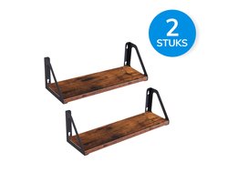 ACAZA Wandplank - 2 Stuks - 40 x 12 x 11 cm - Wandrek - Boekenrek - Boekenplank - Wandplank Zwevend - Vintage Bruin