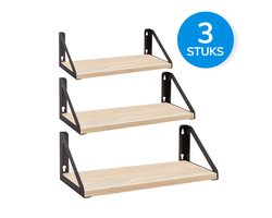 ACAZA Wandplank - Set van 3 - 30/35/40 x 12 x 11 cm - Wandrek - Boekenrek - Boekenplank - Wandplank Zwevend - Lichte Eik