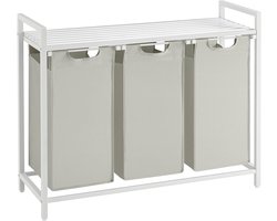ACAZA Wasmand 3 vakken - 114 L - Wit - 92,5 x 33 x 71 cm