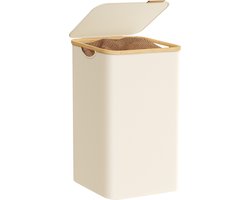 ACAZA Wasmand Met Deksel - 90 L - Bamboe - 42 x 33 x 70,5 cm - Beige