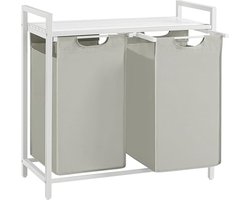 ACAZA Wasmand - Wassorteerder - 2 Vakken - 92 L - 73 x 33 x 72 cm - Wit