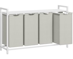 ACAZA Wasmand - Wassorteerder - 4 vakken - 160 L - 116 x 72 x 33 cm - Wit