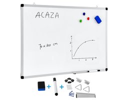 ACAZA Whiteboard - Magnetisch - Wit - 70 x 100 (B x H) cm - Weekplanner - Magneetbord - Inclusief stift, wisser en afleggoot - White Board - Whiteboard Stiften - Whiteboards - Weekplanner Whiteboard - Maandplanner - Magneten Whiteboard