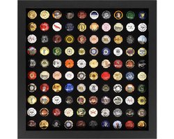 ACAZA Wissellijst - 3D Fotolijst - Diepe Fotolijst - 40x40x3.30 cm - MDF Hout - Zwart - 3D Fotolijst voor Champagne Capsules - 100 stuks - Box Frame - Champagne Capsules - Champagne Capsules opbergen