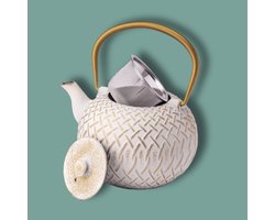 Accademia della Tisana - Gietijzeren Theepot 800 ml – Traditionele Gietijzer Theeketel met Roestvrij staal Theefilter en deksel - Thee-Infuser Theezeef, Lange Warmtebehoud, Ideaal als Cadeau voor Theeliefhebbers - voor losse kruidenthee