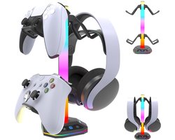 Accessoire opbergrek - Controllerhouder - Koptelefoonstandaard - Meerdere RGB-verlichtingsmodi - Antislipontwerp - Gamecontrollerstandaard Geschikt voor Xbox, PS5, PS4, Nintendo Switch