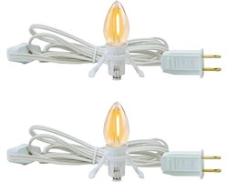 Accessoirekabel met lampen - Verlichtingssnoer decoratie - Kerstdorp verlichting - Met aan/uit schakelaar - 2 stuks - Wit