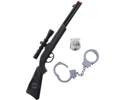 Accessoireset politie 3-delig (geweer, badge, handboeien)
