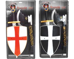Accessoireset ridder 3-delig zwart (zwaard, bijl, schild)