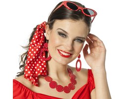 Accessoireset Rock and Roll Rood Vrouw 4-delig