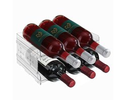Accmuzzy Flessenrek, Flessenorganizer, Stapelbaar Flessenrek voor Koelkast, Flessenhouder Keuken voor Koelkast, Kast, Kantoor (2-pack 6 Flessen)