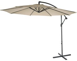 Acerra zweefparasol, parasol, Ø 3m kantelbaar, polyester/staal 11kg ~ crème zonder voet