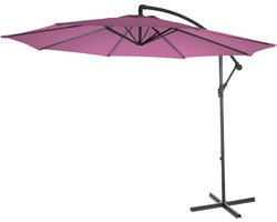 Acerra zweefparasol, parasol, Ø 3m kantelbaar, polyester/staal 11kg ~ lavendel-rood zonder voet