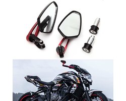Achteruitkijkspiegel voor motorstuur, 7/8 inch, 22 mm, universeel voor Street Bike Quad Scooter Cruiser Cafe Racer Scrambler CB125 MT03 MT07 MT09 MT10 Z650 Z750 Z900 (rood)