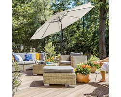 Achthoekige knikbare parasol met slinger Ø 3 m zonder standaard polyester doek - Beige