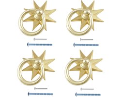 Achthoekige Sterknoppen - Ringgrepen Kast - Meubels Vernieuwen - Gouden Zinklegering - 4 Stuks - Goud
