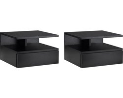 achtkastje - Nachtkast - Nachtkastje Zwevend - Nachtkastje Set Van 2 - Nachtkastje Zwart - Nachtkastje Industrieel