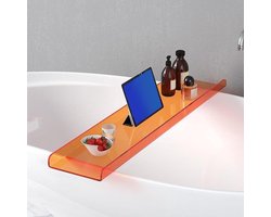 Acryl Badkuip Caddy - Badplank Tray - Ontspannen in Bad - Hoge Transparantie - 79 cm x 20 cm - Oranje