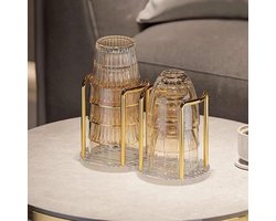 Acryl Bekers Houder 2 Zitplaatsen - Opberger voor Disposable Bekers - Koffie Thee Kopje Rek - Goud