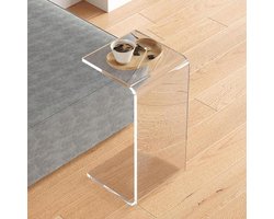 Acryl bijzettafel - C-vorm tafel - Naast bank - Onbreekbaar materiaal - 30 x 30 x 55 cm - Transparant