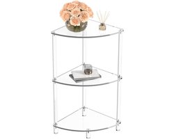 Acryl bijzettafel - Hoektafel opbergtafel - Ruimte organiseren - Drie niveaus opslag - Compact ontwerp - Transparant