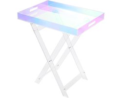 Acryl bijzettafel - Inklapbare tafel - Flexibel gebruik - Regenboogeffect - 50x35x60 cm - Helder