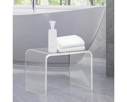 Acryl Bijzettafel - Modern Design - Stijlvolle Eindtafel voor Woonkamer - Douchekruk - Voetenbank voor Badkamer - 31,75 x 22,86 x 23,03 cm