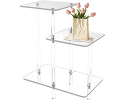 Acryl bijzettafel - Moderne salontafel - Woonkamer inrichting - Drie legplanken - 43 x 25 x 58 cm - Transparant