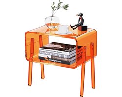 Acryl bijzettafel - open opbergruimte - 1 stuk - oranje - 16,9" × 11,8" × 17"